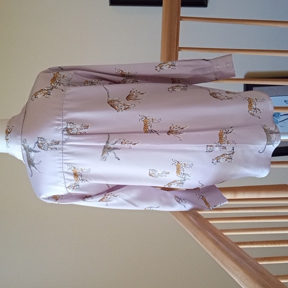 Zara button down animal leopard print long sleeves blouse top EUC - Picture 3 of 9